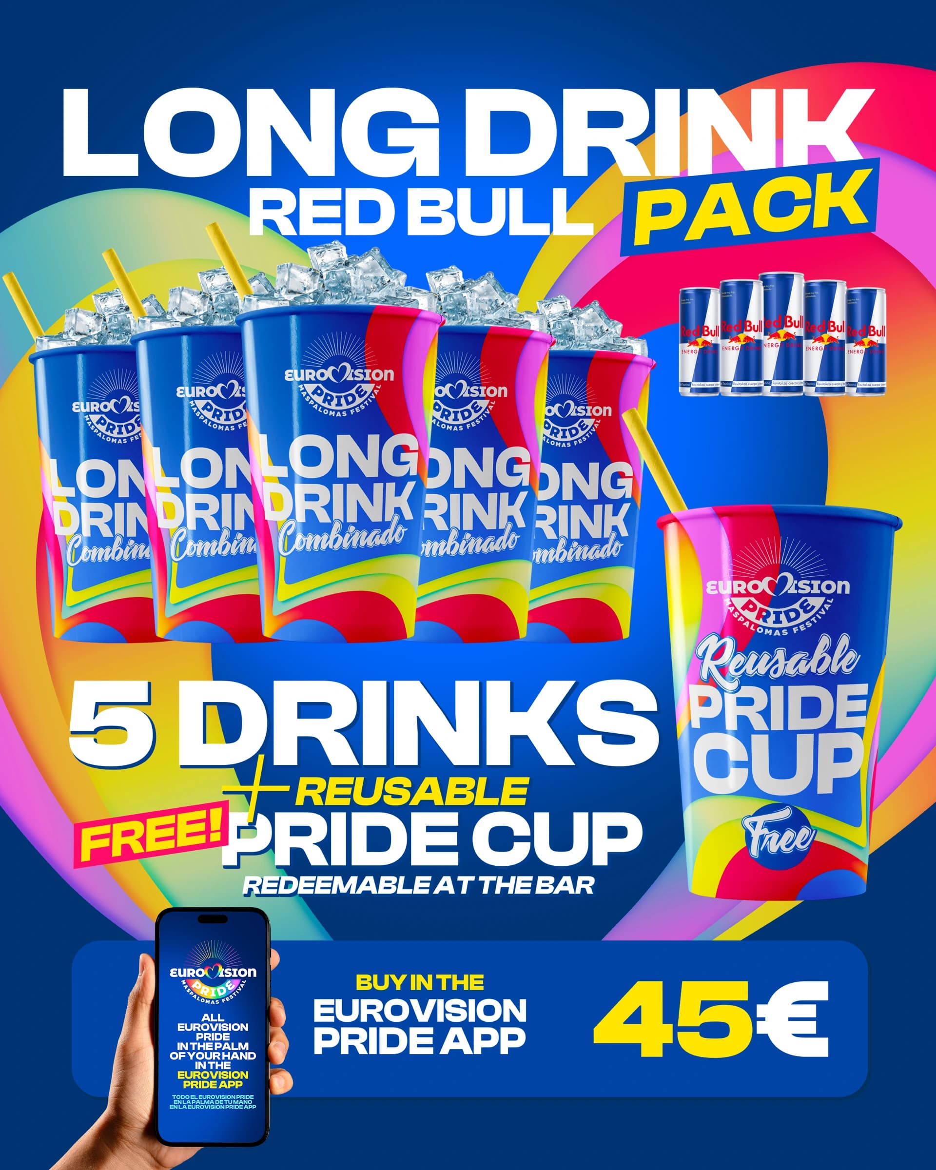 Pack 5 Combinados con Red Bull